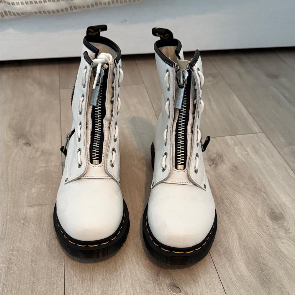 Dr. Martens White Lace Up Boots
